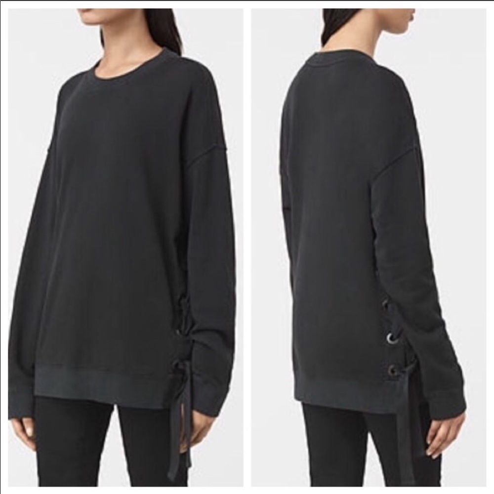 ALLSAINTS black sweater with ties on the side